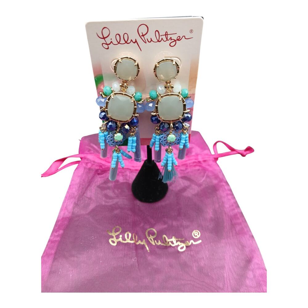 Lilly Pulitzer Statement Beaded Tassel Earrings – NWT